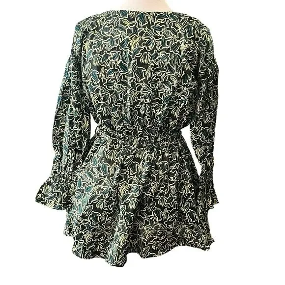 NEW LHD Blouson Shirt Dress •6• Black Sea Turtle Long Sleeve Rio Tie Waist $575 - Picture 4 of 12